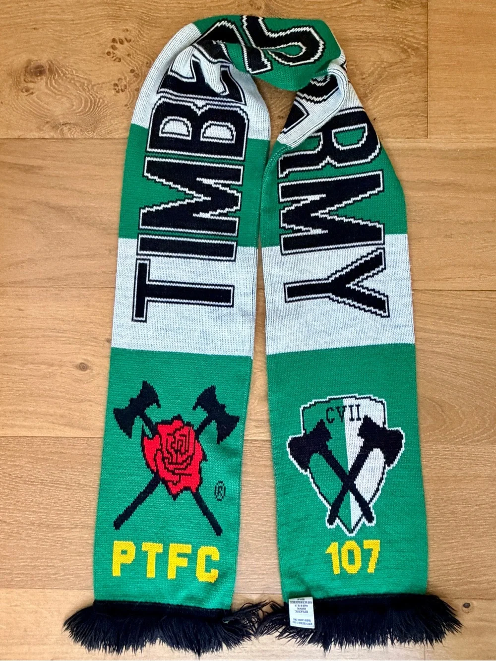 Portland Timbers Army No Pity Scarf MLS Soccer PTFC Green White Rose Section 107